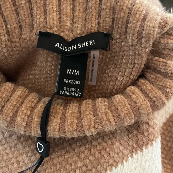 Alison Sheri High Neck Cotton Blend Sweater Medium Tight Knit Eyelash Pullover - Picture 3 of 9